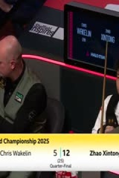 24-25赛季斯诺克世锦赛四分之一决赛赵心童13-5克里斯·韦克林(第三阶段)20250430